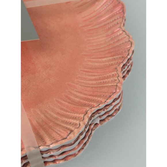 SOHO Loft Melamine Dinner Plate Pink Scalloped Set of 4 10.75" Indoor Outdoor - Picture 4 of 11